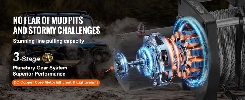 VEVOR Electric Winch, 18,000 lb Truck Trailer Jeep Winch, 12V DC 7/16 in x 85 ft Steel Cable Roller Fairlead Wireless & Wired Remote Control, IP55 Waterproof Towing for Off Road SUV Jeep Truck TrailerHoliday gifts