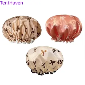 2026 double-layer shower cap, waterproof hair cap, shower cap, shower cap, moisture-proof hair cover, women's kitchen oil fume cap, shower thick dry hair cap
