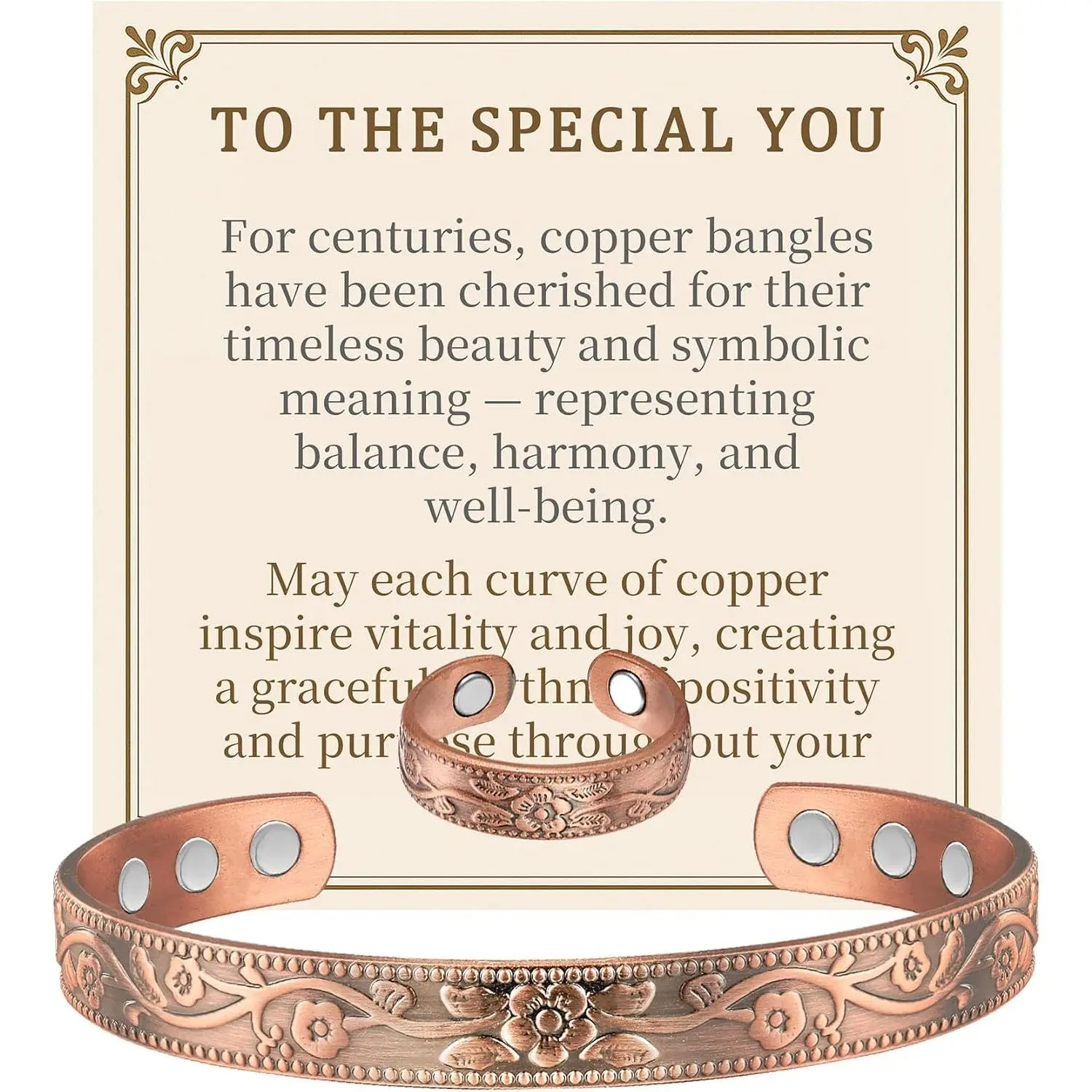 99.99% Pure Copper  Bracelets Rings for Men Women, 3800 Gauss 6 & 8   Adjustable Classic  Copper Cuff