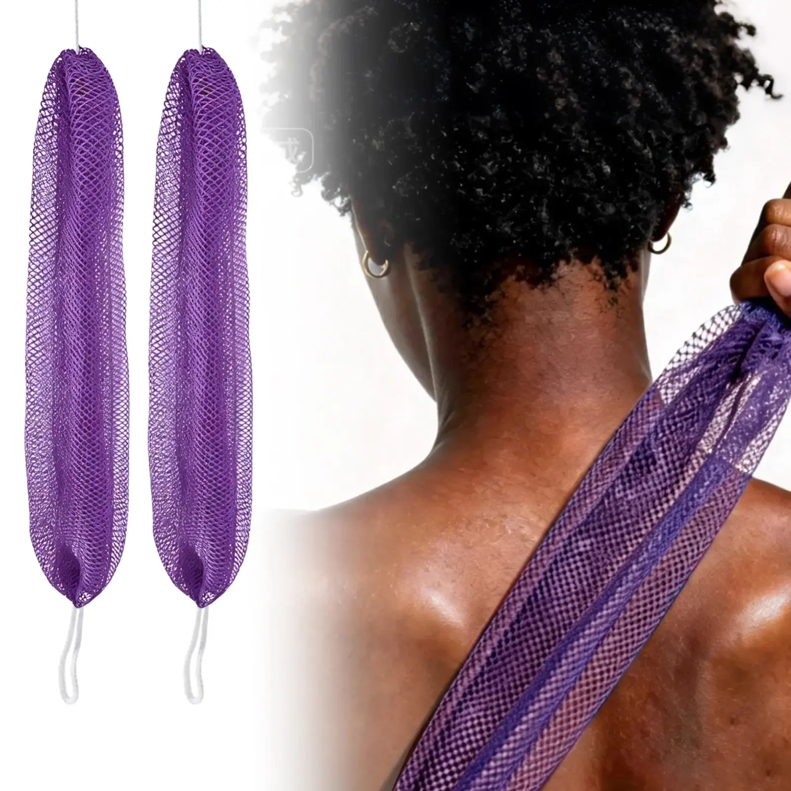 2-Count Authentic African Exfoliating Mesh Sponge, Luxury Personal Bathing Accessory, Ethically Sourced in Nigeria, Quick-Dry Body Scrubber (2-Piece Sets)