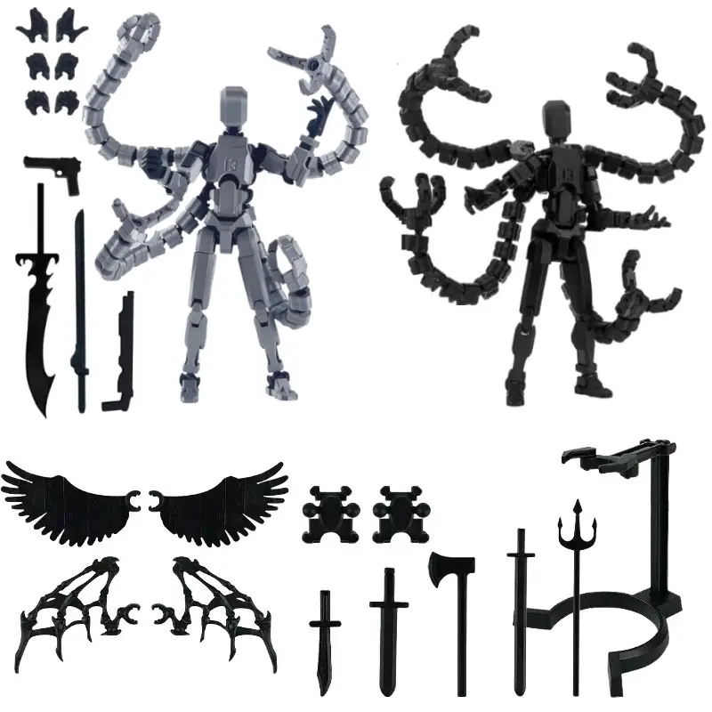 T13 Action Figure Mecha Build Kit, Model Kits, Two Fighter Mechas with Multi-Joint Mobility, Innovative Stem Gift, Anime & Model Enthusiasts, Holiday Gift