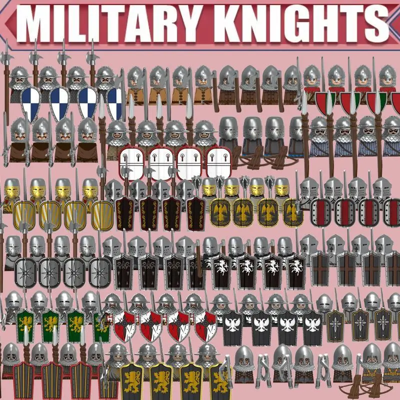 2026 hot item Medieval Series Black Hawk Knight Warrior Guard Building Blocks Castle Military Soldier Figures Army War Accessories Bricks Toys Popular toys