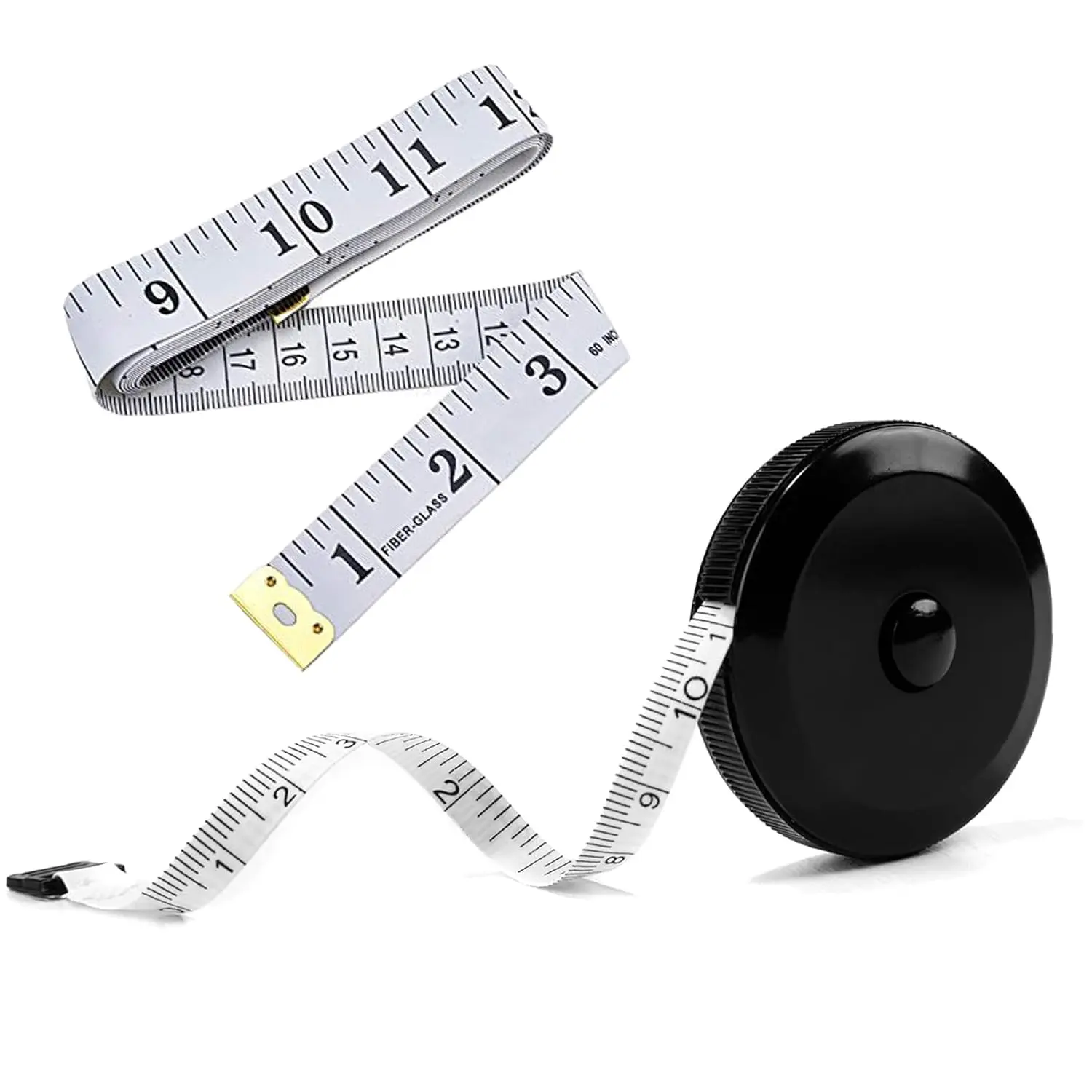 Soft Tape Measure for  Measurements 2-Pack – 60" Flexible  Measuring Tape + Retractable Tape,  Scale Inch & cm, Cloth Tape Measure for Sewing, Tailor, Seamstress, Clothing &