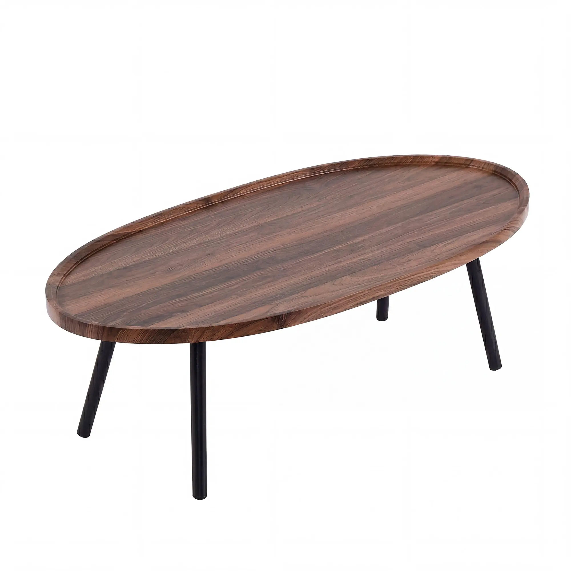 Oval Coffee Table, Modern Wood Grain MDF Coffee Table with Black Legs,Living Room Sofa Table for Home Office