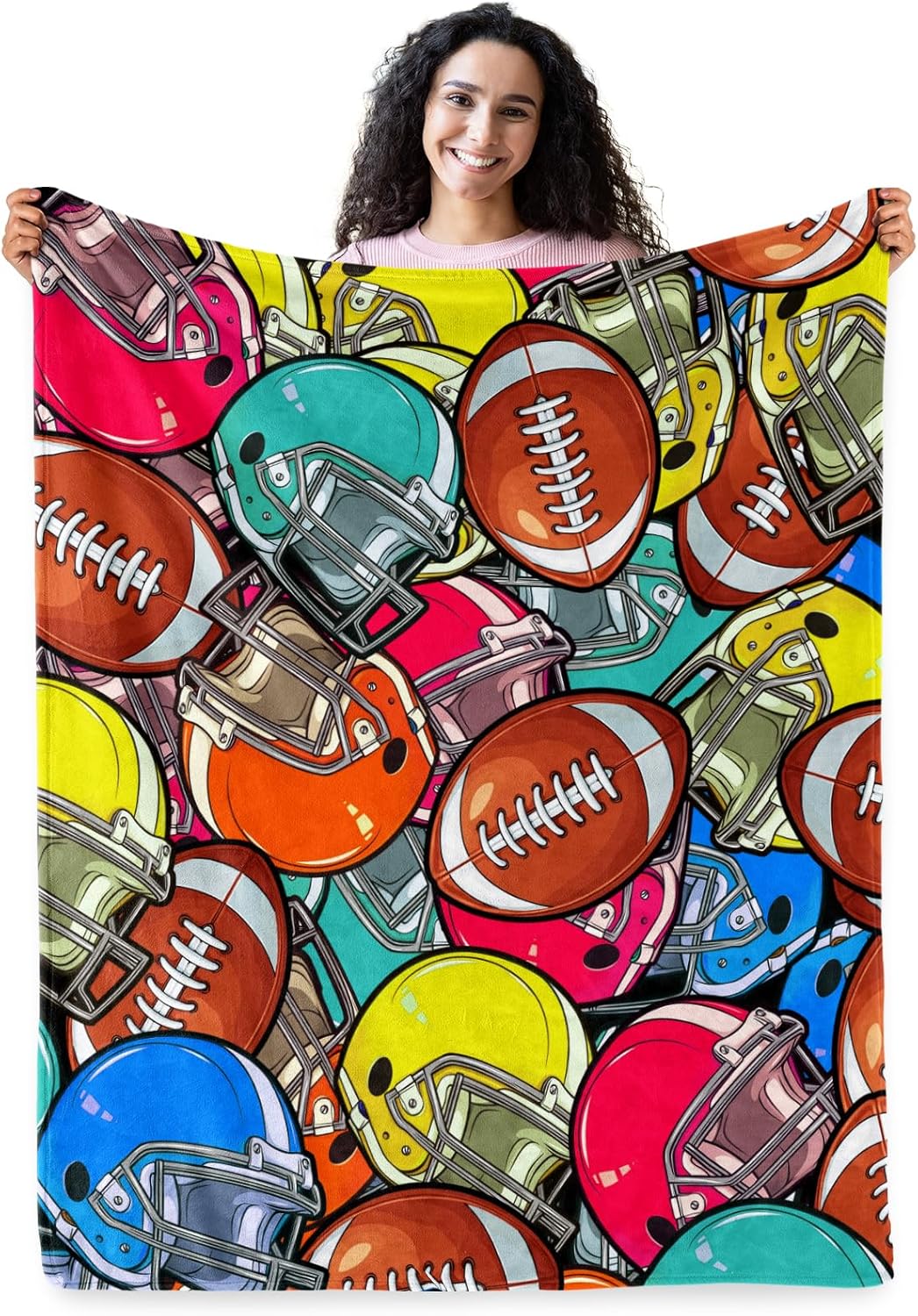 Football Stuff Gifts for Teen Boys Girls, Soft Blanket for Kids Room Decor, Christmas Birthday Gifts for Football Lovers, Cozy Throw Blanket for Couch Bed Sofa 60" X 50"