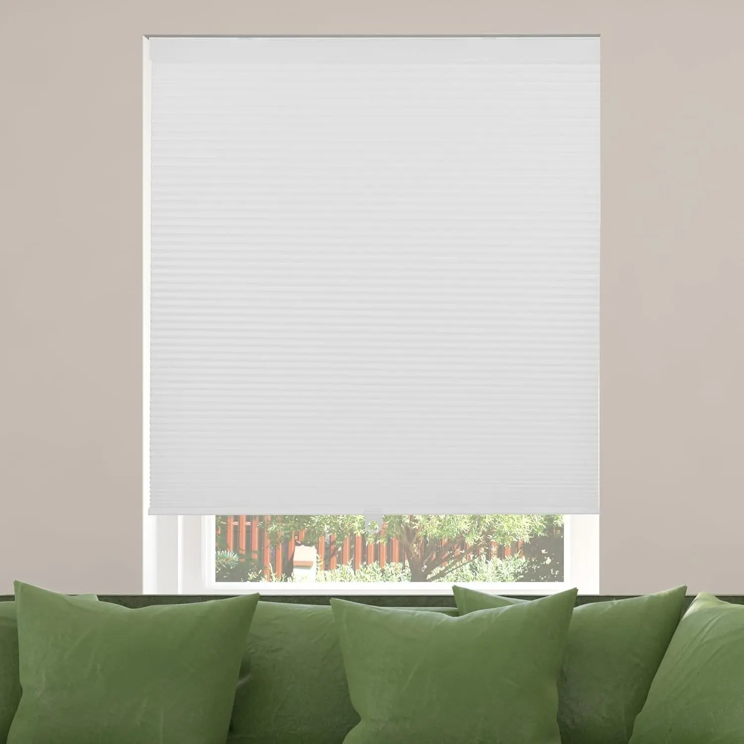 Cellular Honeycomb Shades, 33.5" W x 60" H, White, Blackout | Cordless Cellular Window Blinds for Indoor Windows, 3/8" Single Cell Honeycomb Shades/Blinds for Home, Blackout + Insulation