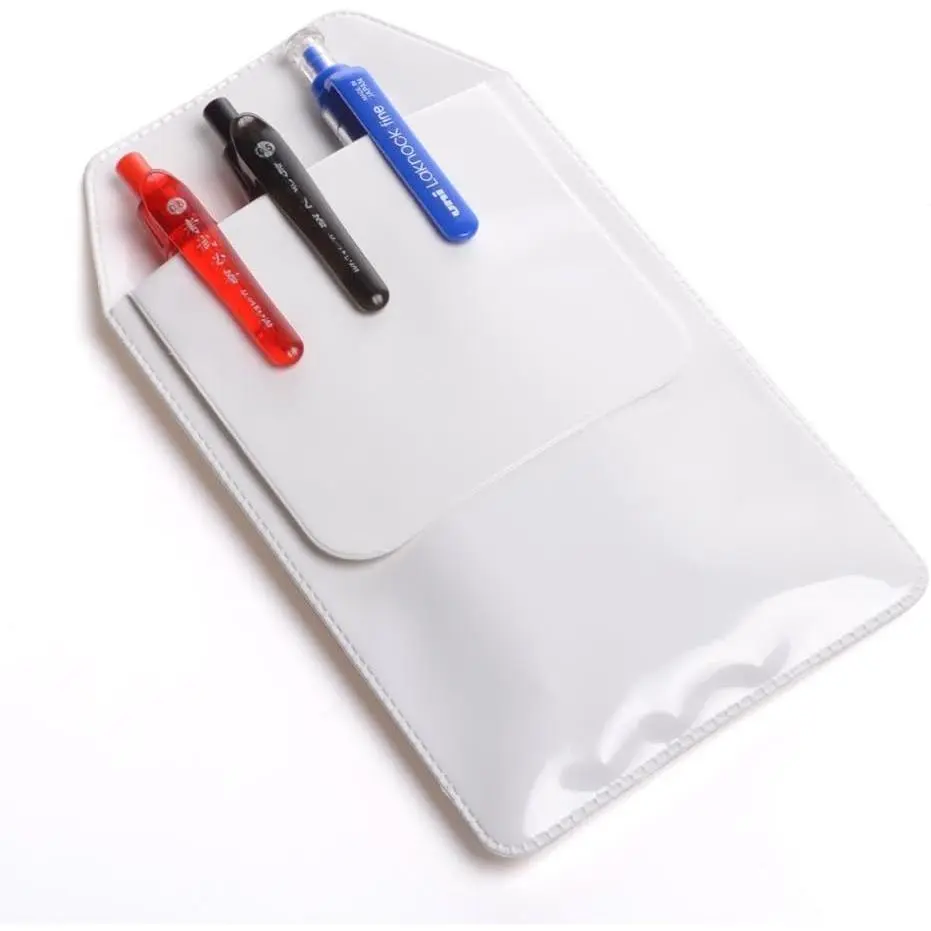 5 count White Pocket Protector for Pen Leaks - Heavy Duty Pen Holder Pouch for Shirts/Pants/Lab Coats, Pencil Pocket Holder for School Office  Supplies