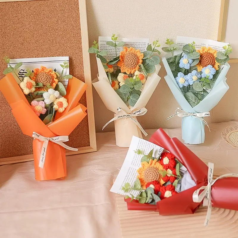 Handmade Sunflower Bouquet, Valentine's Day and Mother's Day Gift, Artificial Flower Arrangement, Office Decor, Birthday Present