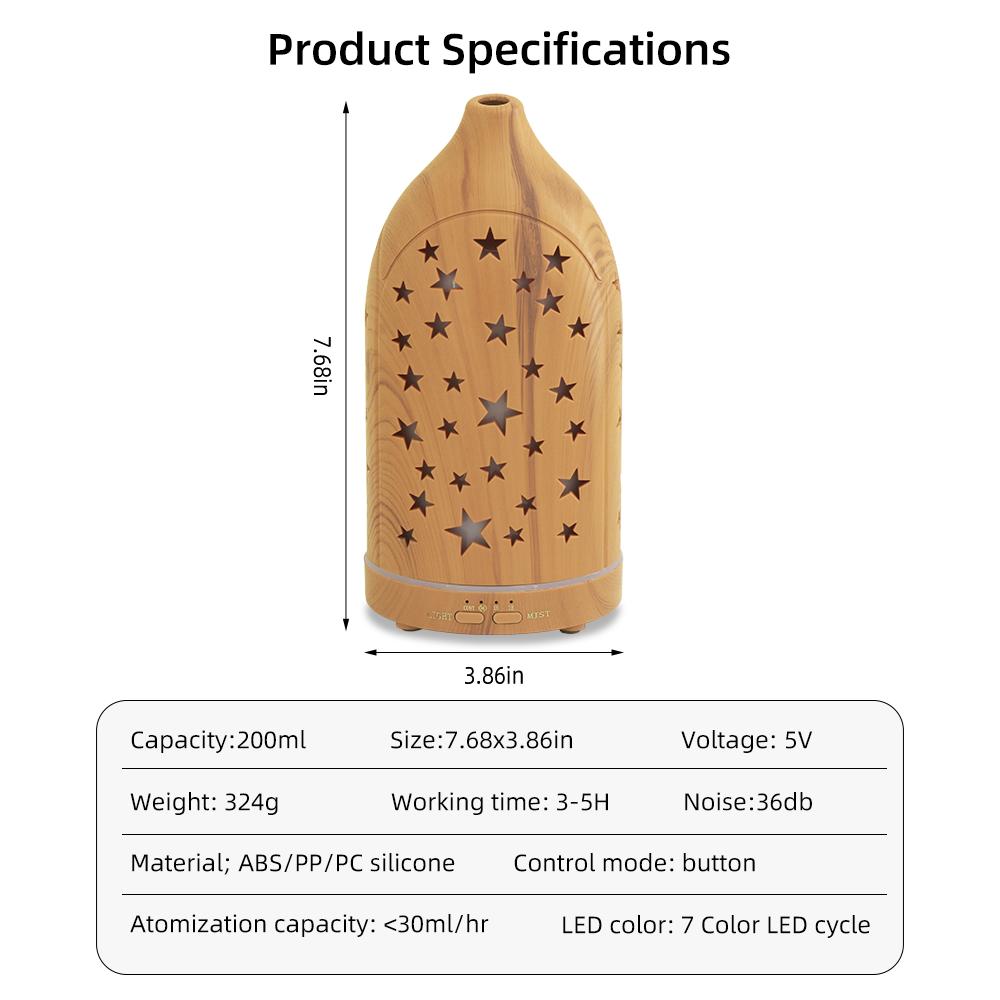 7-Color LED Essential Oil Diffuser, Ultra Quiet, BPA-Free, Home & Office Relaxation