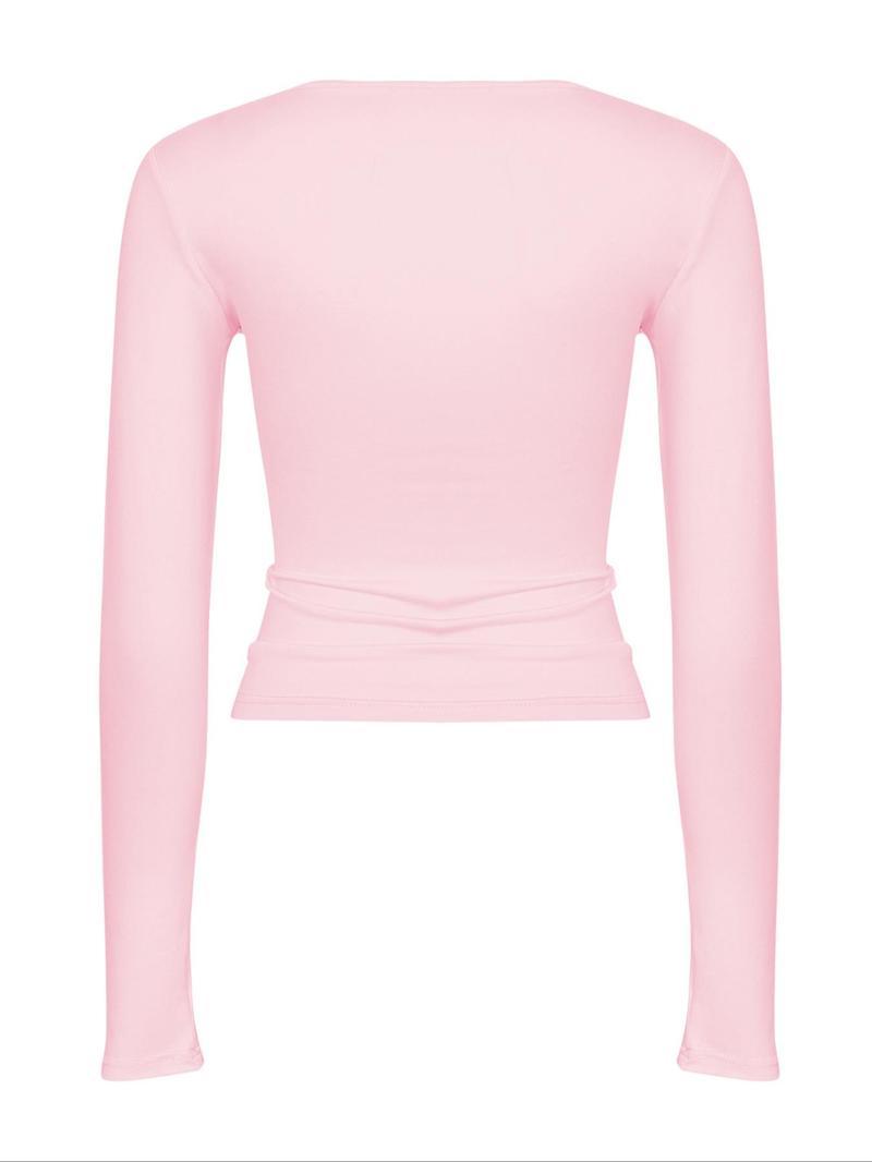 Women's Solid Long Sleeve Lounge Tops, Classy Casual Comfy Knitted Fabric Round Neck T-shirt for Daily Nightwear, Pyjamas for Women, Ladies Sleepwear for All Seasons, Crewneck Sleepwear for Women, Clothing, Womenswear, Casual Comfy Stretchy