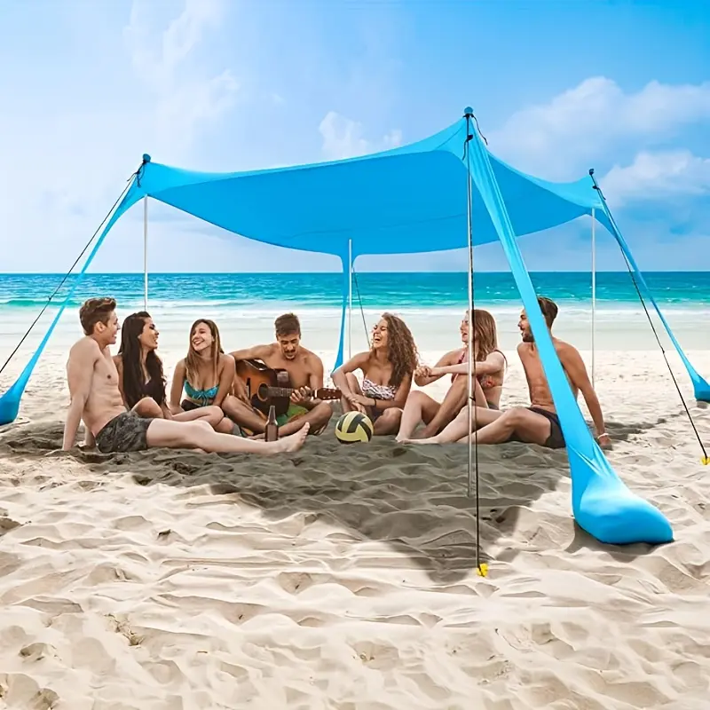 [Beach Shade Canopy] 6.8 X 6.5ft Large Beach Must Have Canopy UPF50+ UV Protection Beach Tents Sun Shelter, Beach Shade Canopywith2 Stability Poles, For Camping Trips, Fishing, Backyard Fun Or Picnics
