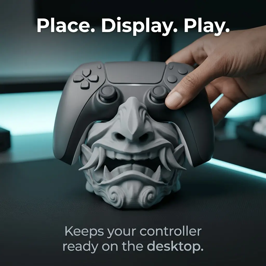 Ghost Face Design Gaming Controller Stand, Canid Tooth Pattern, Ps5 Compatible, Desktop Decor, Gift for Players, Movie Enthusiasts
