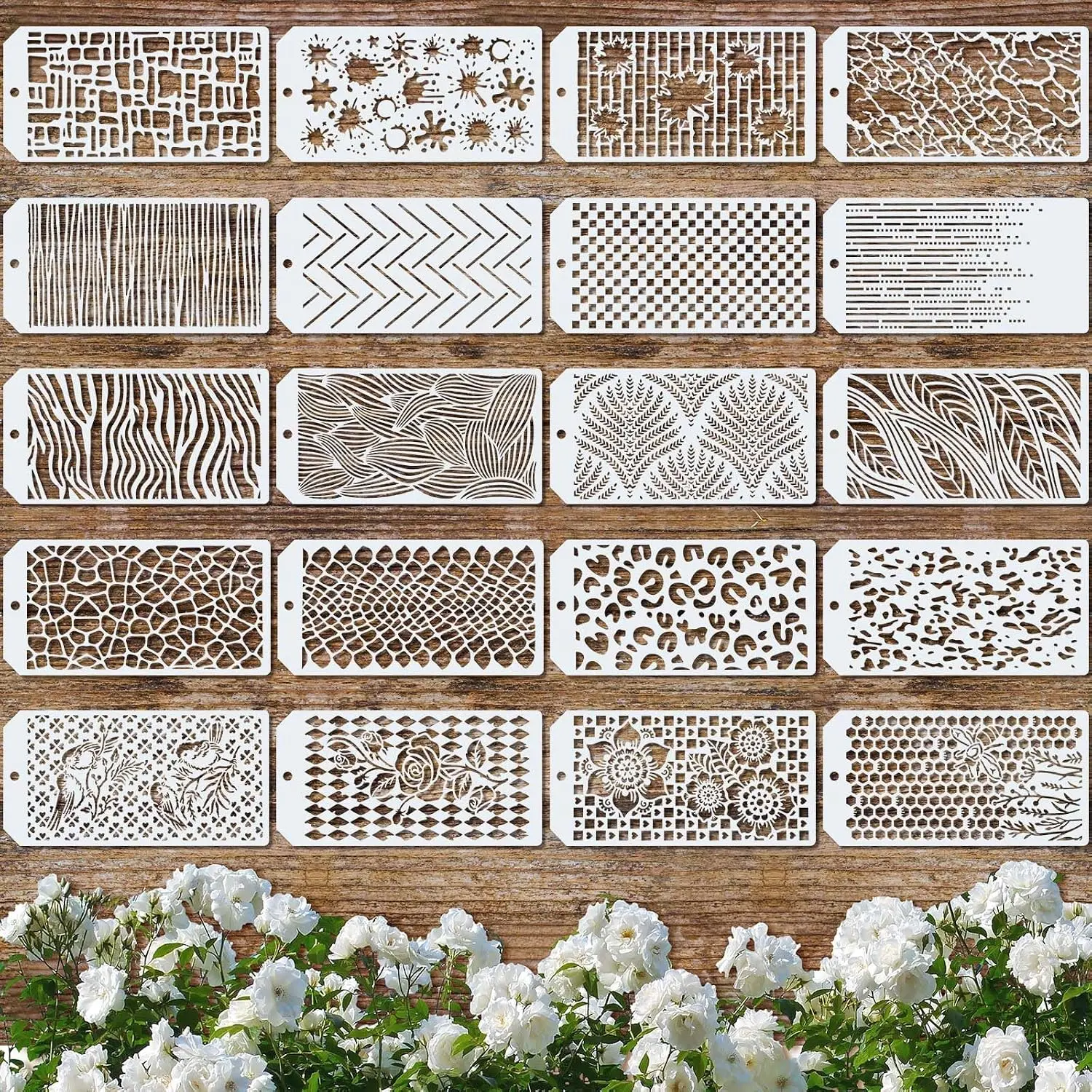 20 count Wildflower Stencils for Painting Template Flower Wall Stencils  Spring Templates  DIY Drawing for Painting   Wall(Irregularity Style)