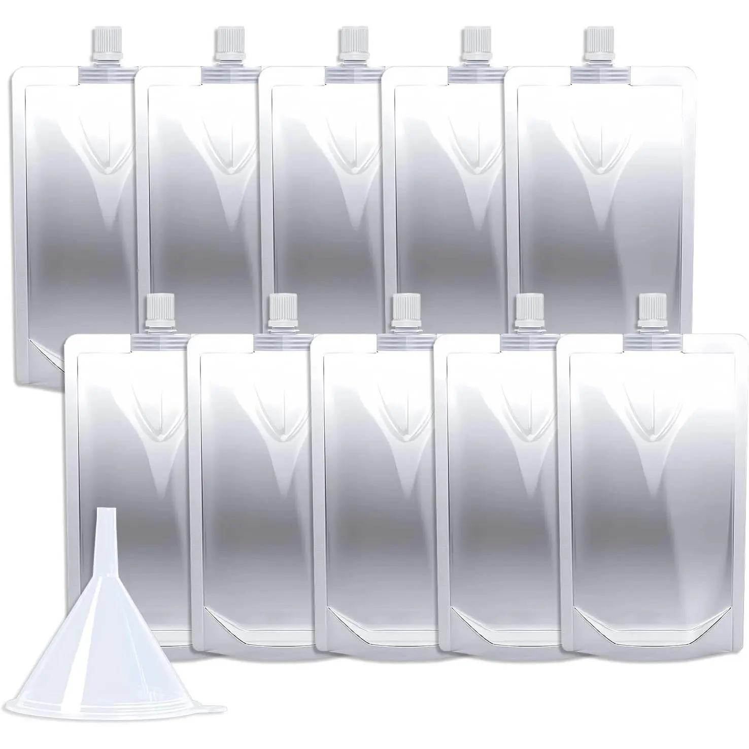 8OZ 10 count Drink Pouches, Plastic Flask with Funnel for Drinking Liquid Beverage Juice,Stand Up Drink Bags for Travel Camping Outdoor  Concert Events,Leak-Proof  Grade