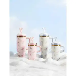 LoveShack Limited Edition Holiday 40OZ H2.0 Double Walled Vacuum Insulated Stainless Steel Tumbler with Handle for Outdoor Camping and Travel