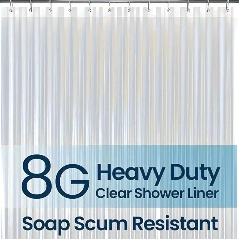 Bathroom Shower Curtain Plastic Shower Curtain Premium PEVA With Rust Proof Grommets Clear 8G Bathroom Accessories 72x72.