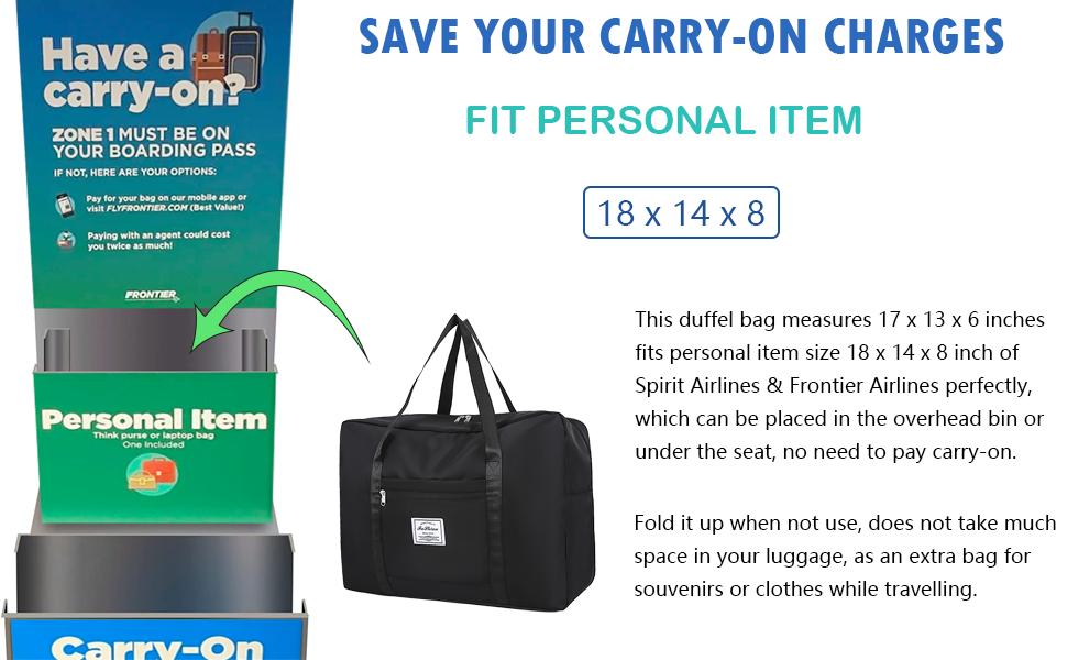 Travel Duffel Bag, for Spirit Airlines Personal Item Bag Frontier Airlines Carry on Luggage Bag, Weekender Bag for Women and Men (A-Pink)