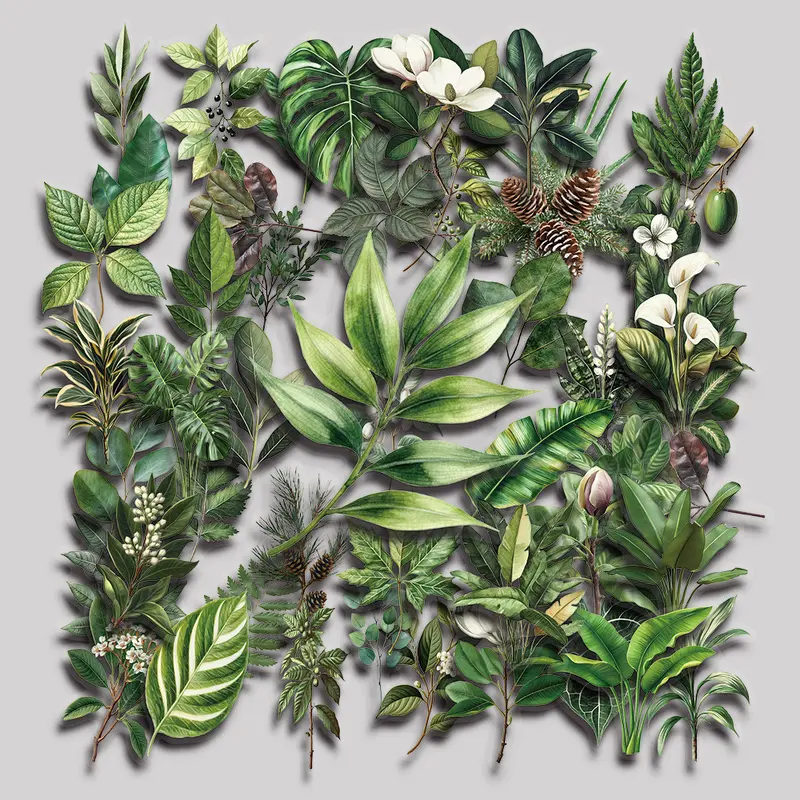 50PCS Green plant leaves Aesthetic Vinyl Stickers Pack for Laptop Water Bottle Phone Case Skateboard Journal Scrapbook DIY Decoration