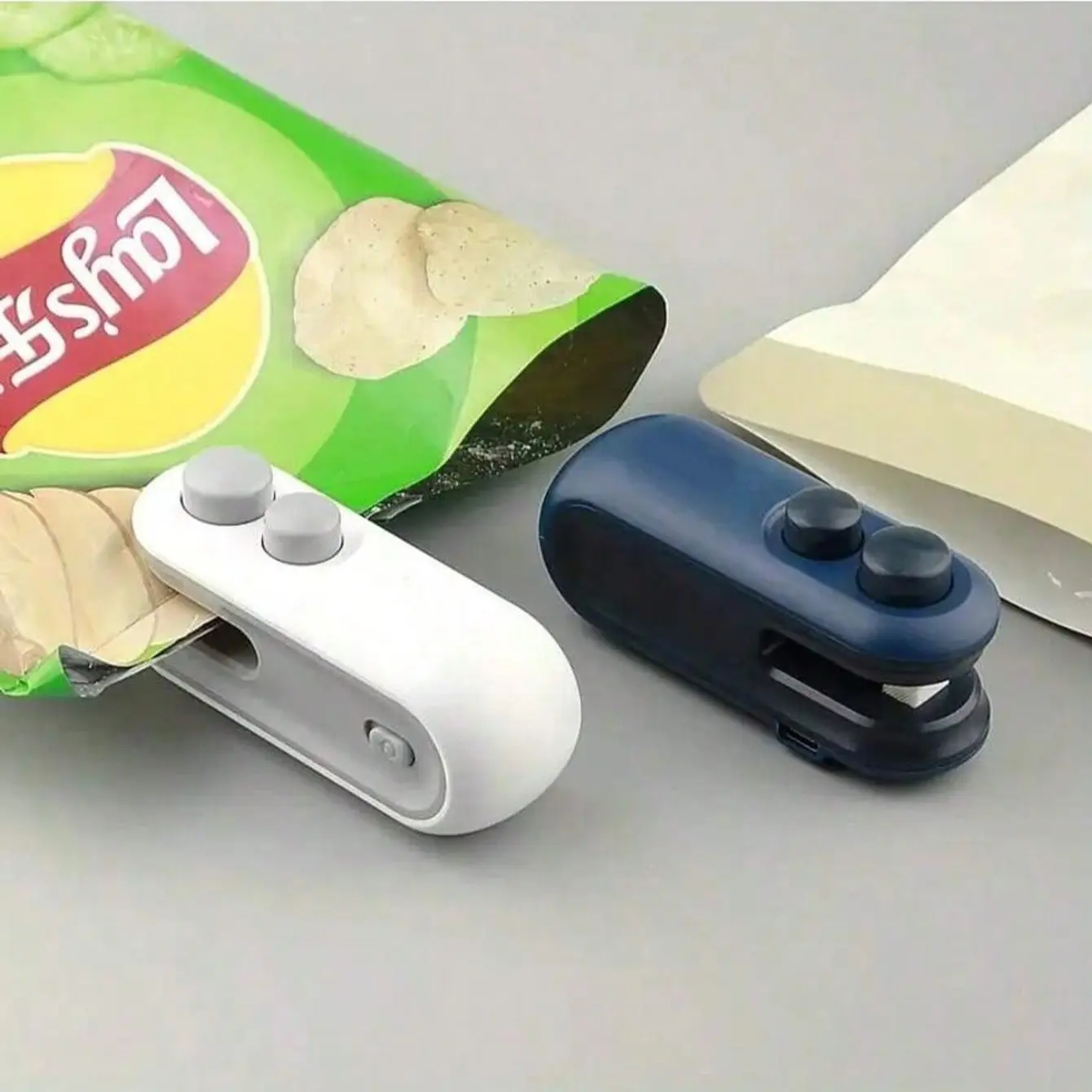 2-Pack 2-In-1 Mini Vacuum Sealing Machine, Portable Handheld Rechargeable Vacuum Food Sealers, Includes Cutter & Magnet, Ideal for Plastic Bags, Snacks, Food Storage