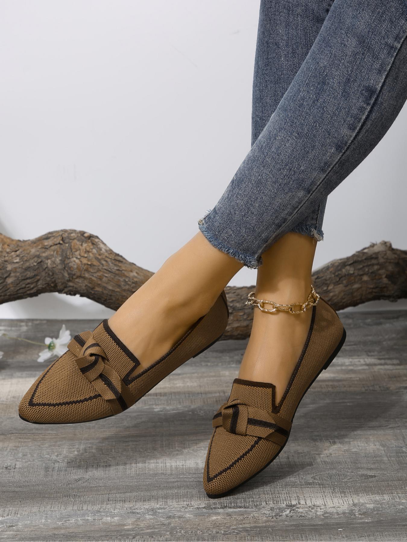 Women's Fashion Leopard Print Bow Decorated Slip on Moccasins, Casual Comfortable Pointed Toe Flat Shoes for Daily Wear, Lightweight Breathable Shoes for All Seasons