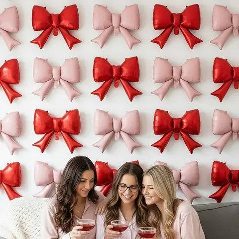 10pcs/set Bow Decorative Balloons, Heart-Shaped Balloon Decorations Kit, Balloons For Balloon Arch, Balloon Arches Decorations, Valentine's Day Party Photo Wall Decoration, Perfect for Friends' Gatherings, Balloon Party Supplies
