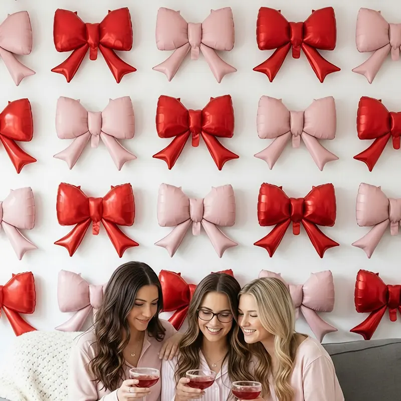 10pcs/set Bow Decorative Balloons, Heart-Shaped Balloon Decorations Kit, Balloons For Balloon Arch, Balloon Arches Decorations, Valentine's Day Party Photo Wall Decoration, Perfect for Friends' Gatherings, Balloon Party Supplies
