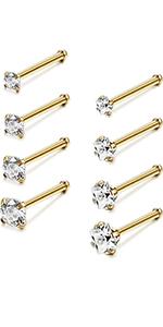 Jstyle 8Pcs/Set Hypoallergenic Nose Rings 18G 20G Surgical Stainless Steel Nose Rings Studs Cubic Zirconia Nose Ring Labret Nose Piercing Jewelry for Women Men 1.5mm 2mm 2.5mm 3mm
