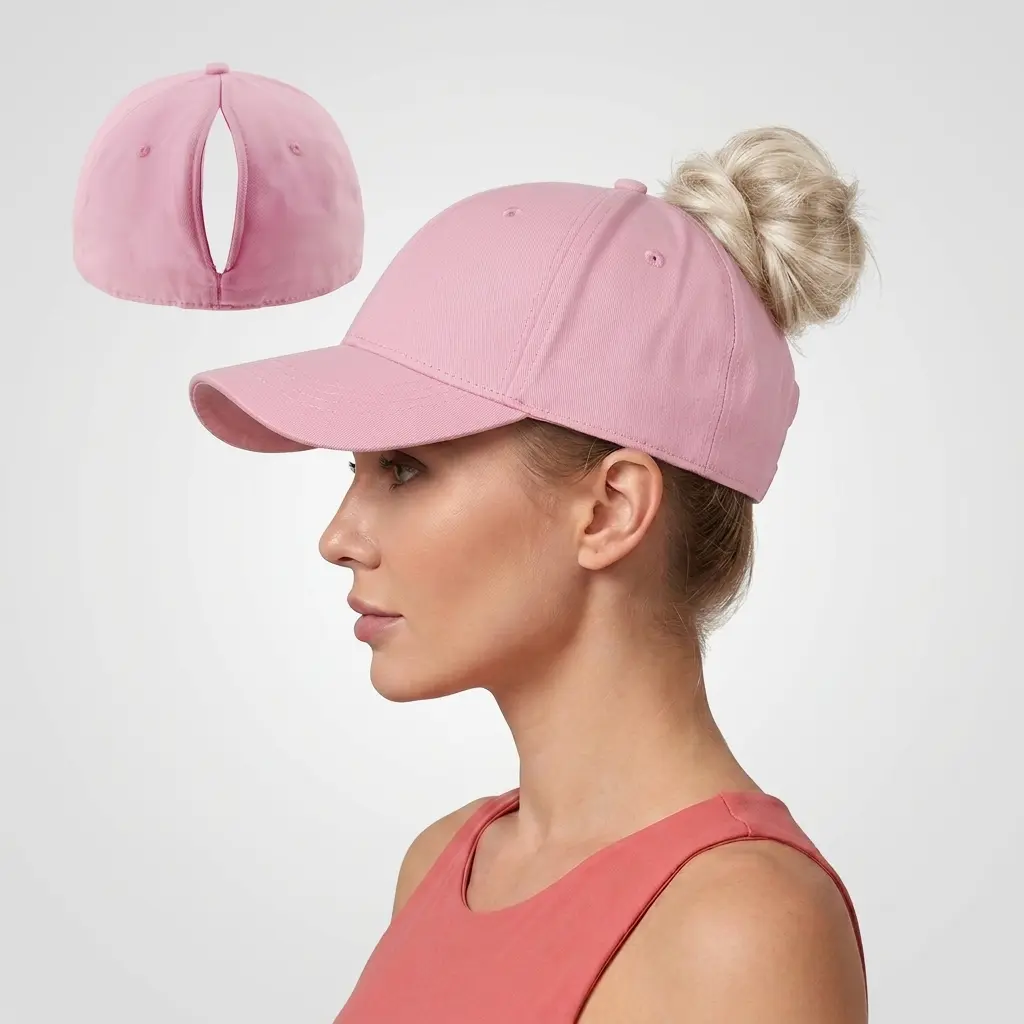 High Ponytail Baseball Cap & Magnetic Messy Bun Hat |   Perfect back opening for high ponytails! Breathable quick-dry cap in multiple colors