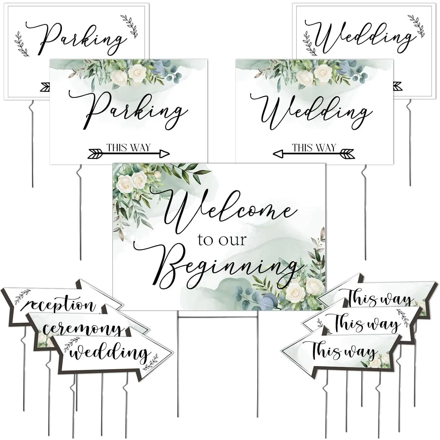 11 Pack Wedding Signs for Reception, Welcome to Our Wedding This Way Signs
