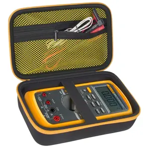 Hard Carrying Case for Fluke 87-V/ 88V/ 15B+/ 17B+ and More Digital Multimeter, Protective Travel Storage Bag - Black + Yellow Pocket