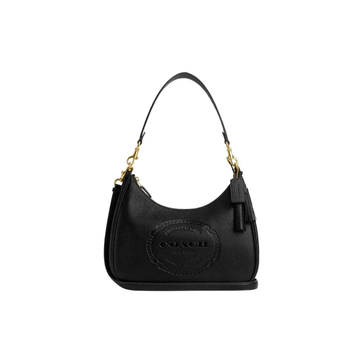 COACH Teri 29 Embossed Logo Flap Crossbody Bag for Women in Black Leather