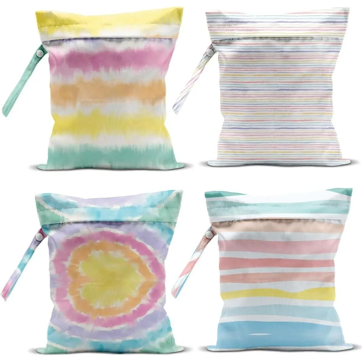 4 Pcs Wet Bag, Wet Dry Bag, Waterproof Bag, Beach Bag, Wet Bag for Pool, Beach, Swimsuit, Diapers, Makeup Bag, Cruise Ship Essentials, Accessories Travel Essentials for Women