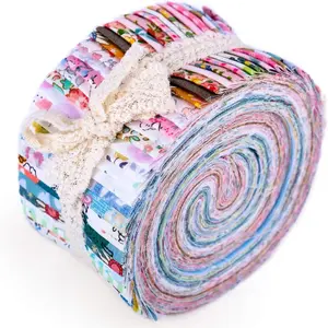 40 PCS Jelly Roll, Floral Squares Patchwork Sewing Roll Soft Cotton Fabrics for Quilting Crafting Fabrics Bundle for DIY Craft Decoration,, Tablecloths