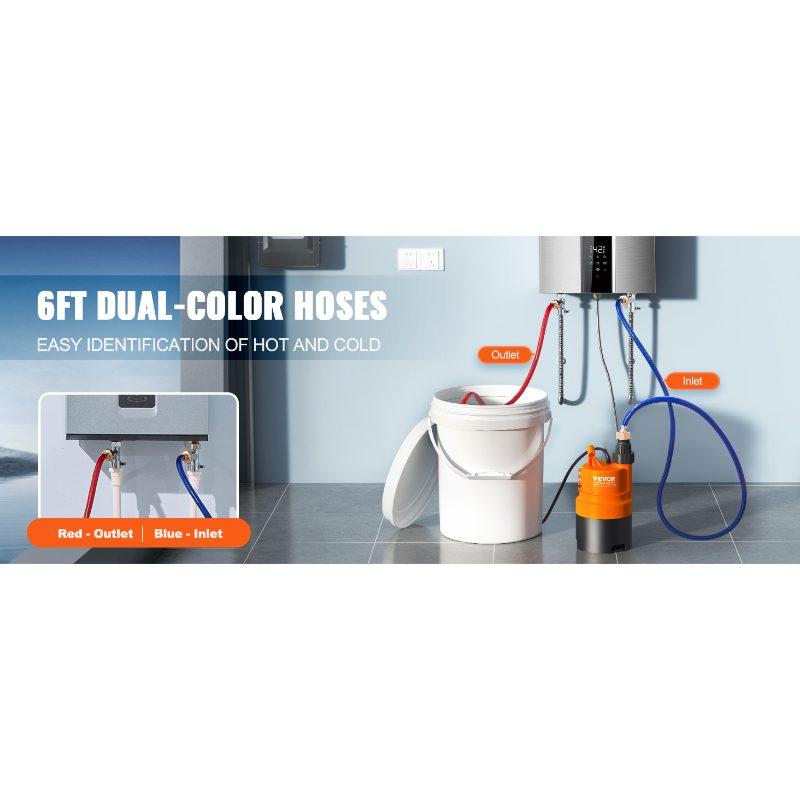 VEVOR Tankless Water Heater Flushing Kit, Includes Efficient Pump 5 Gallon Pail 2 Hoses Descaling Powder, Wrench and Adapter for Quick Install Easy to Start, Water Heater Flush Kit