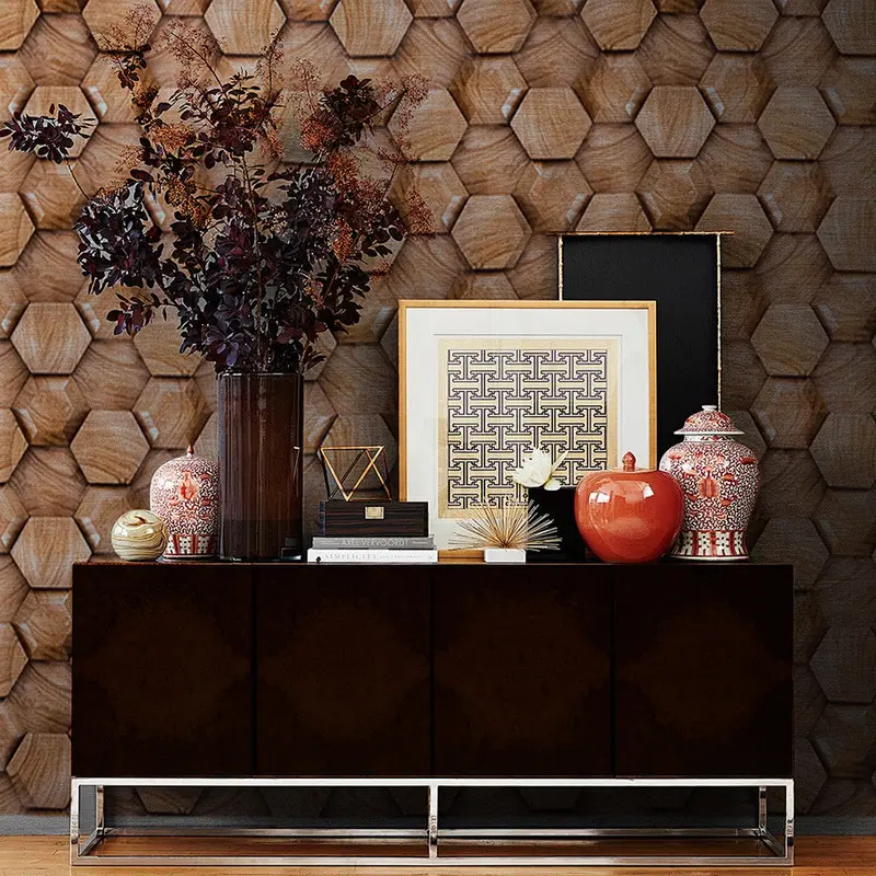 3D embossed wood grain self-adhesive wallpaper for tea houses, guesthouses, entrances, rental properties, and background walls, PVC wallpaper