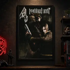 POSTER :MOVIE REPRO: RESIDENT EVIL 4 - MASK, Canvas Wall Art Print, Dark Horror Wall Decor, Scary Game Poster for Bedroom Dorm Gaming Room Office Man Cave, Vintage Thriller Artwork, Gift for Horror Game Fans