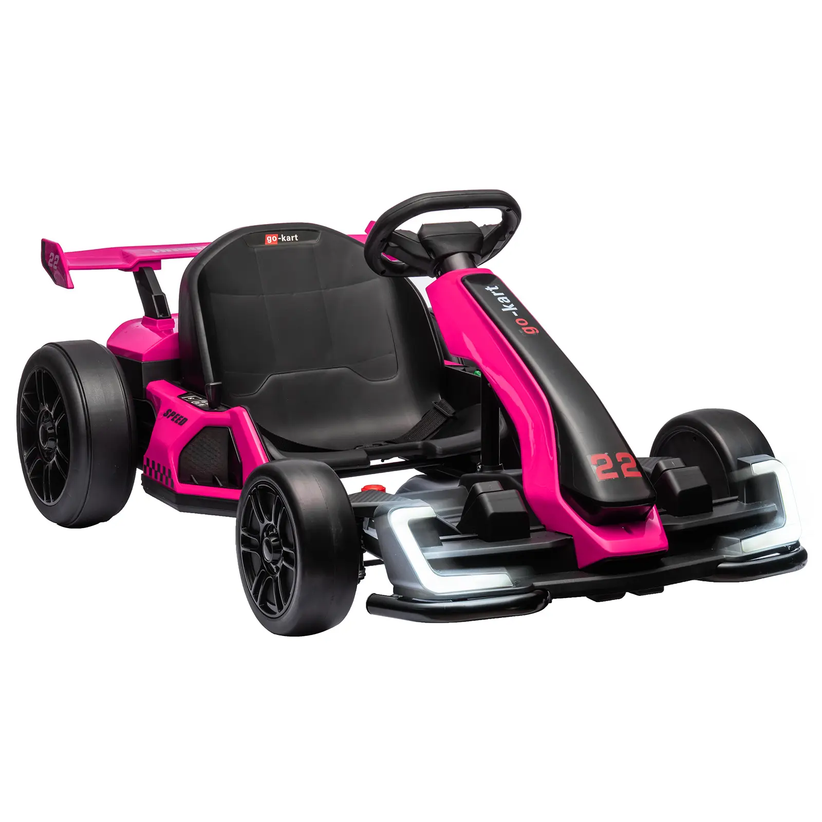 GAOMON 24V Electric Drift Go Kart for Kids 6-15, Dual Motor Racing Car with Adjustable Seat, 4 Speeds up to 8.5MPH, LED Lights, Music, EVA Tires, Safe Outdoor Ride-On Toy for Boys Girls Teens