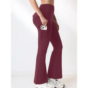 Sports horn leggings with pockets high waist tooling gym outdoor yoga trousers sports women's new models tight fitness pant