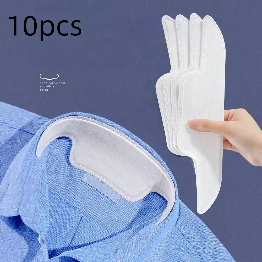 10-Pack Shirt Collar Protectors, Sweat-Absorbing Disposable Collar Pads Patch, Anti-Dirt Collar Stickers, Hat Brim Guards, Easy-To-Use, Pristine Look, Versatile Use