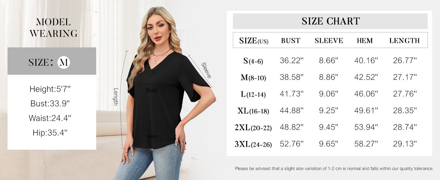 WIHOLL FASHION Womens Summer Tops Short Petal Sleeve Shirts Fashion V Neck Outfits Clothes Blouse Casual