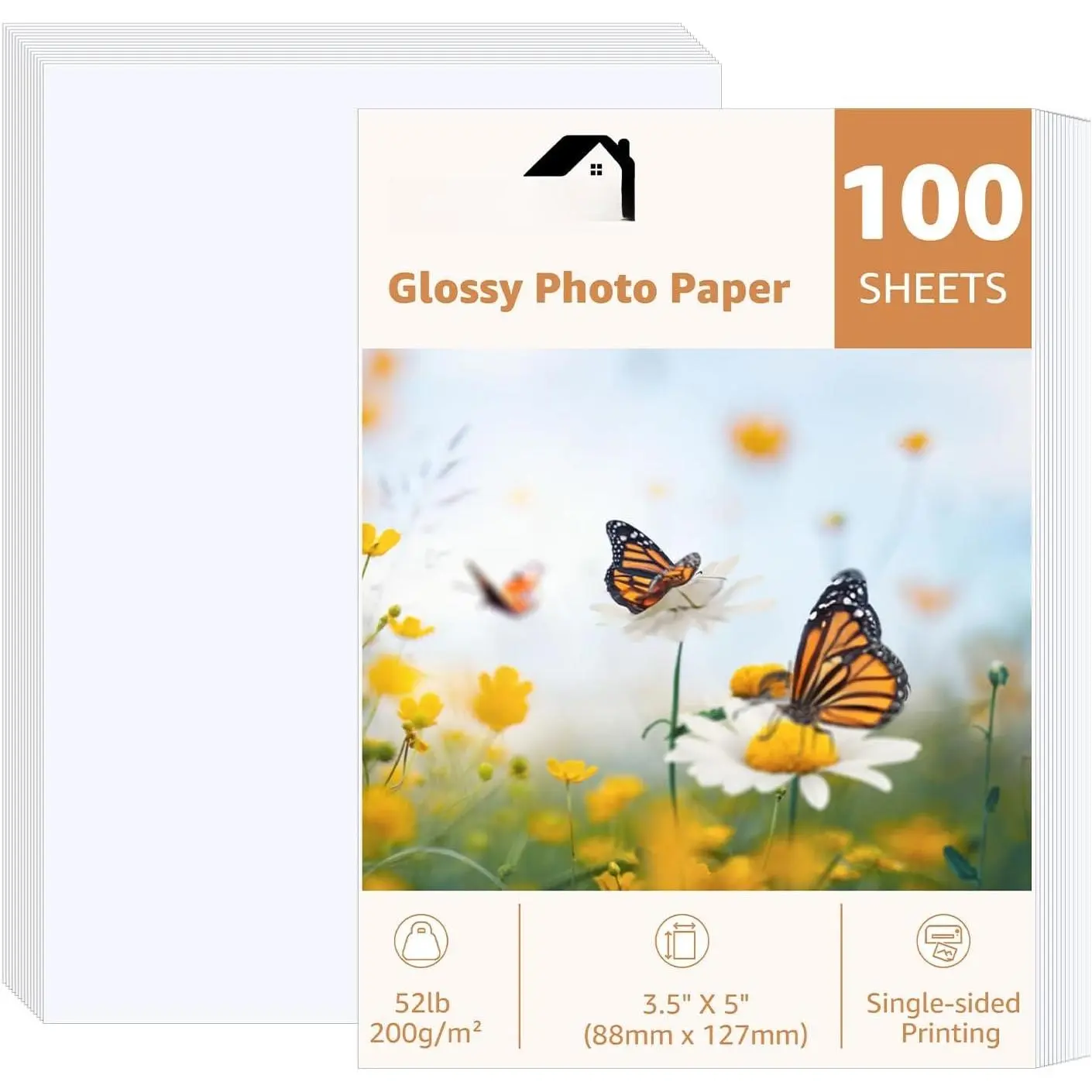 3.5x5 Photo Paper, Glossy Photo Papers 100 Sheets, 3.5 x 5 Inkjet Printer Photo Paper for Dye Ink, 200 GSM