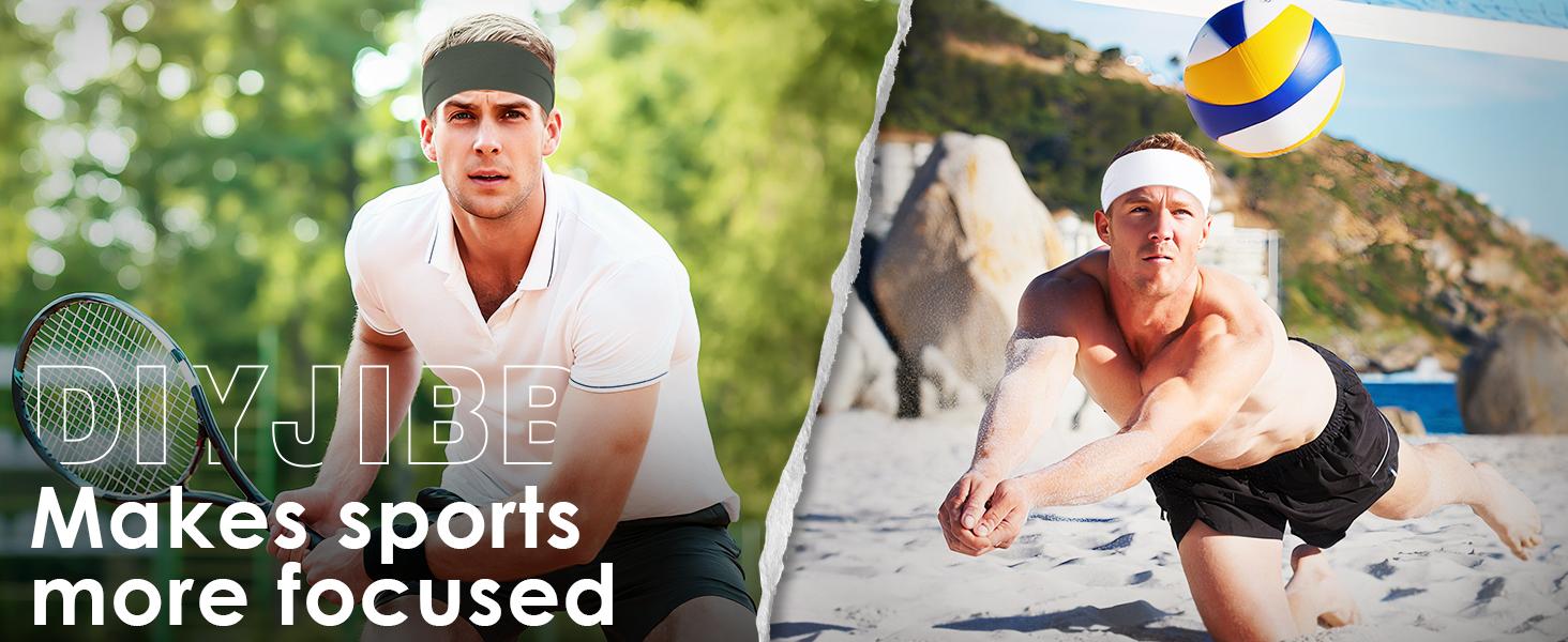 Sport Headbands for Men - 7 Pcs Sweat Absorbent Running Headband for Fitness Workout Running Rugby Baseball Yoga High Intensity Interval Training, Unisex Sweatband for Both Men and Women