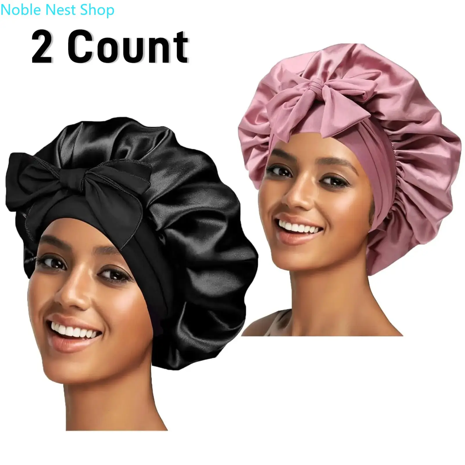 Women's Adjustable Lightweight Satin Silk Sleeping Bonnet - Buy 1 Get 1 Free, Double Layer Elastic Tie Night Cap, Frizz-Free Heatless Haircare Protector for Curly Hair Preservation Overnight, Buy 1 Get 1 Free Product
