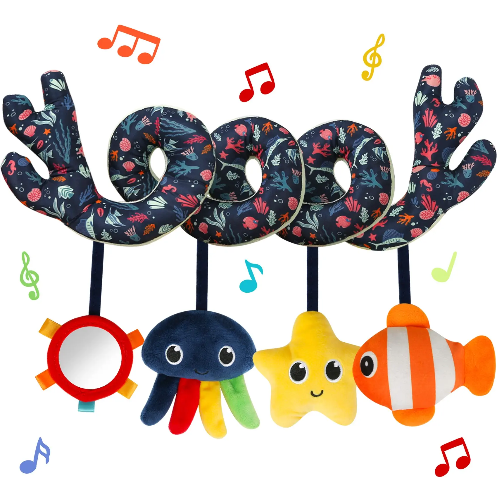 Baby Stroller and Car Seat Toys, Pram toys for Newborn, baby essentials, Plush Activity Baby Toys for 3 months, Baby Shower Present Best Gifts For Christmas Holiday Birthdays party