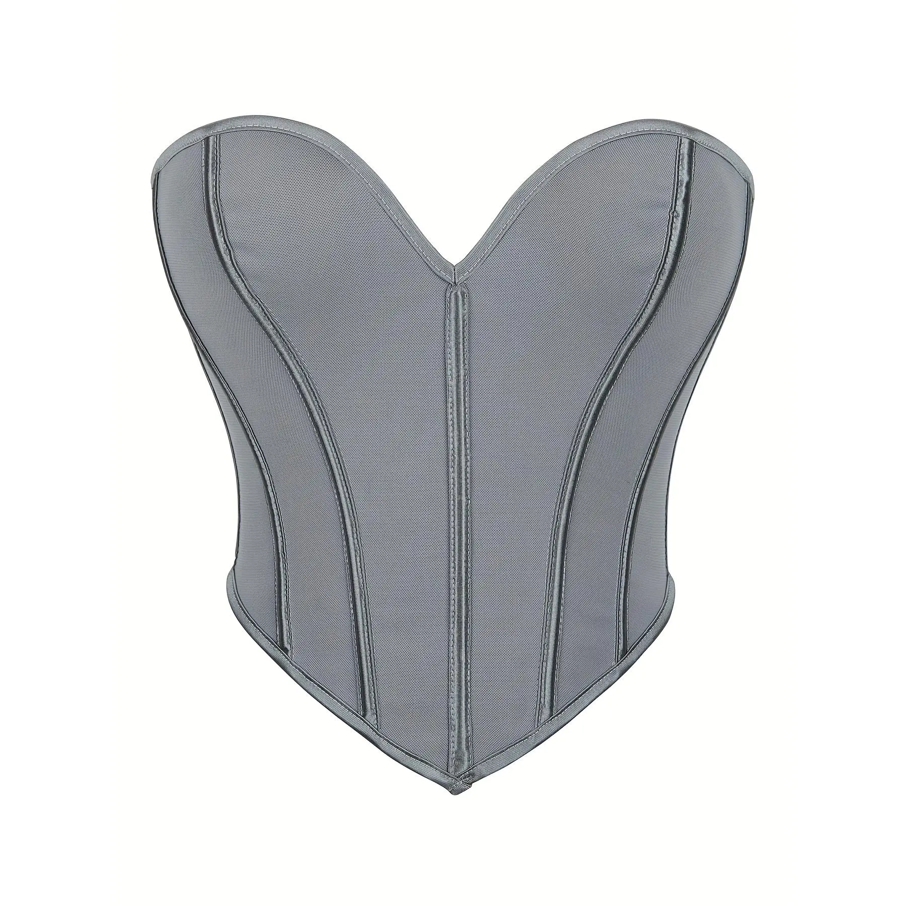 [Strapless Mesh Corset Top] Sexy Women's Strapless Mesh Top - Breathable Double-Layer Frosted Texture Court-Style Corset Top