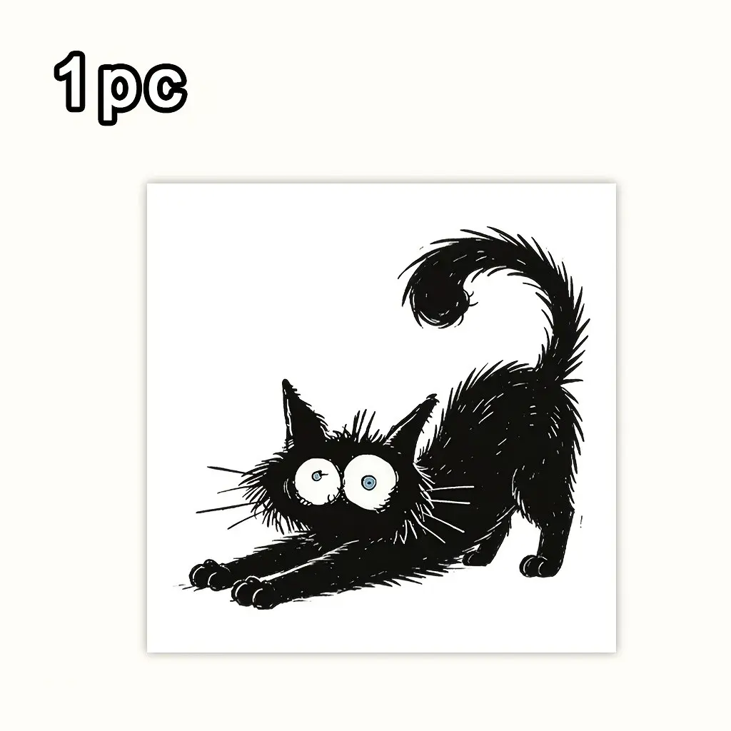 1 black cat wall switch sticker, suitable for living room, bedroom, and hallway home decoration, removable self-adhesive decal, glossy modern animal pattern, suitable for light switches and sockets, easy-to-install cat-themed home decoration
