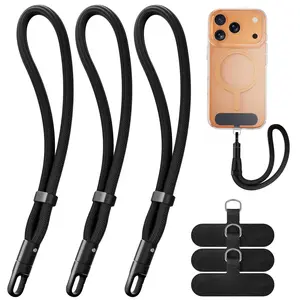 Wrist Lanyard, 3-pack Adjustable Phone Lanyard with 3 Cord Loops, Suitable for Smartphones - Black