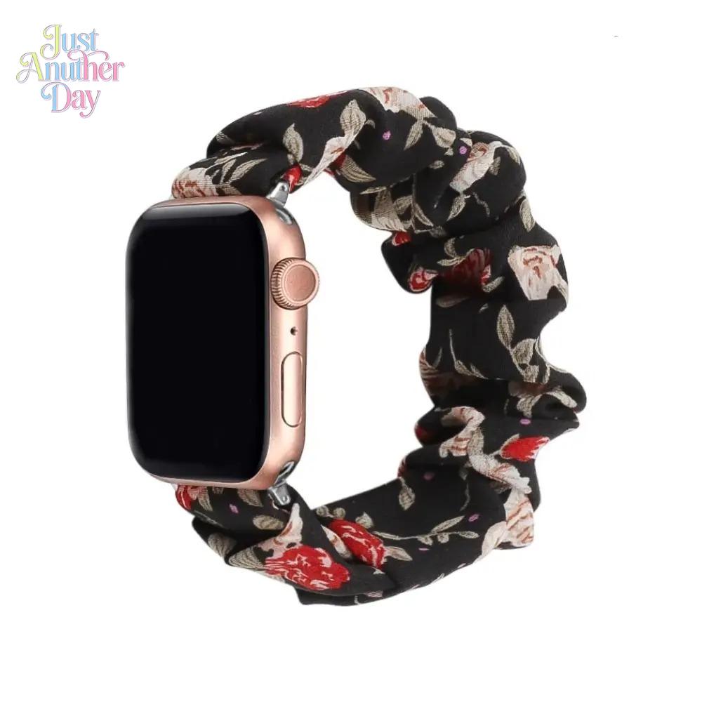 Cute Printed Scrunchie Watch Band – Elastic Replacement Strap for Apple Watch, Fits 38–49mm