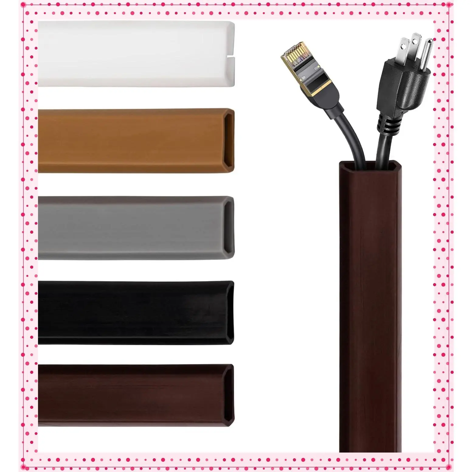 TV Cord Hider, Flexible Silicone Cable Raceway Wall Cord Cover, Self-Adhesive Cut-to-Size Wire Hider for Clean Home Setup, Dark Brown, 6 FeetGift
