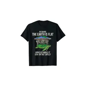 Men's Funny Flat-Earth-Theory-Tenther-Society T-Shirt -- a novel T-shirt featuring a flat-earth map and design.Short-sleeved, round-neck, casual style.Classic fit, soft and comfortable, unisex, worth collecting